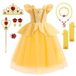 Belle Dress up for Girls,Belle Dress Belle Princess Costumes for Birthday Party Cosplay Little Girls