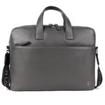 Brampton London Commandeer Laptop Bag for Men/Genuine Leather Office Bag | Fits up to 16 Inch Laptop and iPad | Shoulder Bag with Multiple Compartments/Work and Travel Use (Grey)