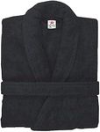 Stars and Stripes Organic Ecological Sustainable Black Cotton Terry Towel Plain Bathrobe, Black, L