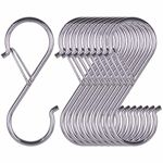 10 PCS S Hooks, Rustproof S-Shaped Hook with Safety Buckle Heavy Duty Metal S Hanging Hook for Clothes, Pots, Pans, Kitchen Utensil, Cubicle, Closet Rob, Bags (3.5 inch, Silvery)