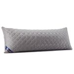 Siluvia Body Pillow for Adults-Premium Adjustable Loft Quilted Body Pillows - Hypoallergenic Fluffy Pillow - Quality Plush Pillow - Down Alternative Pillow (Gray-LightGray, 21”x54“)