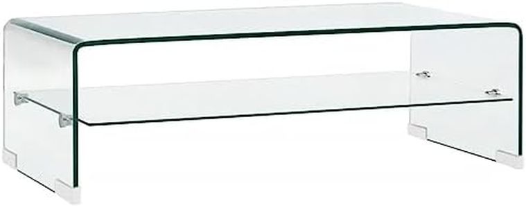 vidaXL Mesa Centro Vidrio Templado Transparente Mobiliario Hogar Decoración Moderna Estilo Minimalista Atemporal Vidrio Seguro Resistente 98x45x31cm