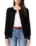 GRACE KARIN Women's Round Neck Button Down Soft Classic Knit Cardigan (S,Black)