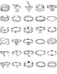 30 Pcs Vintage Gold Knuckle Rings Set, Boho Butterfly Snake Stackable Finger Rings for Women Girls, Midi Rings Pack Jewelry Gift (Style A-Silver)