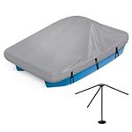 CEMOFE Waterproof Paddle Boat Cover with Adjustable Support System, Durable Heavy Duty Pedal Boat Cover, Fits 3 or 5 Person Paddle Boat Pedal Boat Pelican Boat Monaco Boat(Grey)