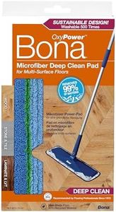 Bona Microfibre Deep Clean Pad with PowerLoop® Technology, Machine Washable, with Velcro for attaching to Bona Mop