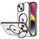 ESR for iPhone 13/14 Case, Compatible with MagSafe, Adjustable Camera Ring Stand, Scratch Resistant Back, Military-Grade Protection, TPU, Classic Magnetic Back Cover with Kickstand, Clear Black