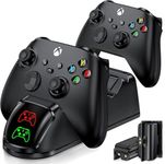 Controller Charger for Xbox Series X/Xbox One Controller, Charging Station with Dual Controller Battery Pack, 4 Battery Cover, 1 Rechargeable Charging Cable, Remote Stand Charger Station for Xbox