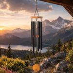 UpBlend Outdoors Wind Chimes for Outside - 29" Black Wind Chime Outdoor, Zen Garden Chimes for Outdoors, Tin Windchime, Decor Windchimes for Mom, Grandma, Gifts for Her