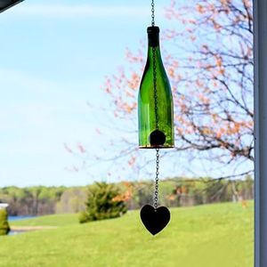 Blue Ridge Mountain Gifts Wine Bottle Wind Chimes Outdoor Garden Decor Outdoor Decor Yard Decorations Patio Decor Porch Decor (Green)