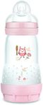 MAM Easy Start Anti-Colic Bottle, 9 oz (1-Count), Newborn Essentials, 2+ Slow Flow Bottles with Silicone Nipple, Girl Baby Bottles, Pink/Matte