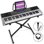 MUSTAR 61 Key Piano Keyboard, Electric Keyboard Piano with Stand, Touch Sensitive Keyboards Piano 61 Key for Beginners, LCD Screen, Headphones, Microphone, Power Adapter, Birthday Gifts