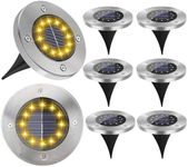 KelvinLux Solar Garden Lights Outdoor, 8 Packs Bright Solar Powered Ground Lights with Updated 12 LEDs, Waterproof Disk Warm Flat Lights for Garden Patio Yard Deck Lawn Walkway Landscape Decor