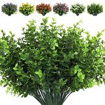 RECUTMS 8 Bundles Artificial Eucalyptus Artificial Grasses Fake Greenery Boxwood Stems Fake Plants and Greenery Springs for Farmhouse,Home,Garden,Office,Patio,Wedding and Indoor Outdoor(Eucalyptus)