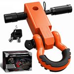 AUTMATCH Shackle Hitch Receiver 2 Inch - 3/4" D Ring Shackle and 5/8" Trailer Hitch Lock Pin, 45,000 Lbs Break Strength, Heavy Duty Receiver Kit for Vehicle Recovery, Orange