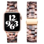 BesBand Band Compatible with Apple Watch Strap 38mm 40mm 41mm, Resin Bands iWatch Bracelet for Series 9 8 7 6 5 4 3 2 1 SE, Lightweight Elegant Dressy Straps for Women Men, Black Agate