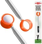 FINGER TEN Golf Ball Retriever Pole for Water Telescopic 9 Feet 12 Ft with Golf Ball Cleaner Pouch, Golf Ball Grabber Picker Hinged Cup Retractable Stainless Steel Shaft (Orange, 9 Ft)