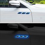 TOMALL 6Pcs 3D Strong Reflective Stripe Sticker for Car Fender Hood Bumper High-Intensity Night Visibility Reflective Decal Safety Warning Diamond Grade Carbon Fiber Universal for Car SUV (Blue)