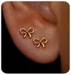 MUMREUES Gold Earrings for Women 14K Gold Stud Earring Dainty Minimalist Simple Small Bow Earrings Jewelry Gift for Her