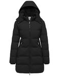 WenVen Women's Women's Thicken Parka Hooded Long Winter Coats Warm Puffer Jackets (Black,M)