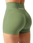 YEOREO Scrunch Workout Shorts Women Butt Lifting 3.5" Seamless V Waist Amplify Shorts Sport Gym Shorts Green Medium