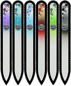 Mont Bleu Gift Set of 5 + 1 free Glass Nail Files hand decorated with crystals from Swarovski - Handmade - Czech Tempered Glass - Crystal Nail Files for natural nails - Premium Nail Filer Kit