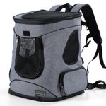 Petsfit Dog Backpack Carrier Easy-Fit Pet Travel Backpack Carrier for Hiking Walking Cycling Suitable for Small Medium Dogs Cats and Rabbits Under 10 Kg, Grey