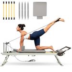TODO 77.6" Pilates Reformer Machine, Foldable Pilates Equipment for Home-Yoga Exercise, Pilates Board up to 400 lbs Capacity, with Jump Board and Dual Resistance, 4 Springs and 5 Cords
