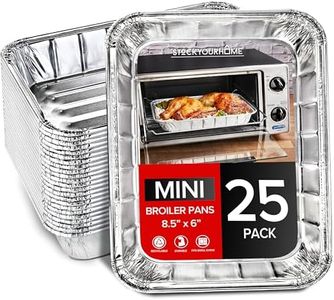 Stock Your Home 25 Pack- Mini Toaster-Oven Broiler Pans, Single Serve, For Personal Use & Dorm Rooms, 8.5" x 6", Great for Small Cakes or Individual Meals