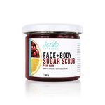 Pomegranate Sugar Scrub | Face + Body Scrub - Gentle sugar scrub & Moisturizing | Handmade | Best for sensitive skin | 100% all natural, made in Canada, no synthetic fragrances, no plastic packaging, vegan, cruelty-free | 282 ml