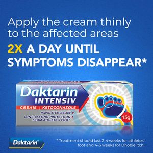 Daktarin Intensiv Athlete’s Foot Cream 15g – Antifungal Treatment