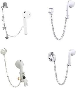 CCeCCe 4 Pair Earphone Anti-Lost Holder Clip Chain Earrings Hanging Hook Earring Strap for Airpods Earbuds Wireless in-Ear Earphones Headset (4 Styles and Needn't Ear Hole)