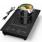 Induction Cooktop 2 Burners Portable, Double Electric Stove Top 110v-120V 2300W, Built-in and Countertop with LCD Touch Screen 9 Levels Settings with Child Safety Lock & Timer