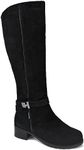 Comfy Moda Knee High Boots for Women, Waterproof Suede Fur Lined Winter Boots, Nicole, Black Size 10