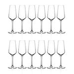 Set of 12 Crystal Glass Champagne Flutes 230ml - Cristallin Crystal Glass - 21.5cm (H) x 4cm (Rim Diameter) Dishwasher Safe