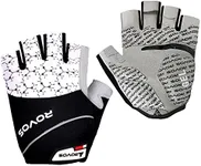 ROVOS Cycling Gloves Gel Men Bike Gloves Biking Gloves Half Finger Bicycle Gloves- Anti Slip Shock Absorbing 5mm Padded Breathable Mountain Bike Gloves for Women (White,Medium)