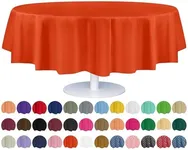 Grandipity Orange 12 Pack Premium Disposable Plastic Tablecloth 84" Inch Decorative Round Table Cover