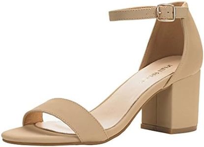 JENN ARDOR Mid Kitten Heels Stiletto Pumps Pointed Toe Slingback Dress Sandals Low Heels Ankle Strap Wedding Party Pumps Beige Size: 9