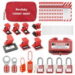 BOVIISKY Lockout Tagout Kit- Hasps Set, Plug Lockout, Clamp on and Universal Multipole Circuit Breaker Lockouts，4 Loto Safety Padlocks, Lockout Tags, Nylon Ties with Pocket Bag, Keyed Different