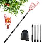 Apple Picker with Telescopic Handle 2.0M, Fruit Picker with Telescopic Stainless Steel, Fruit Picker Head Basket Metal, Fruit Picker Toolfor Peach Orange Lemon Tree Outdoor Garden Grabber Ø 145mm