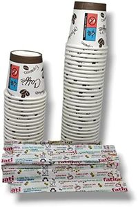 Terryshop74 Kit completo 100 bicchierini caffè di carta 66 ml Ecologici Biodegradabili Monouso Piccoli Asporto Bevande Calde (100 bicchieri + 100 palette)