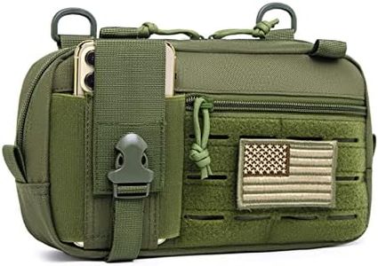 Taxatm Molle Admin Pouch with Laser Cutting Loop,EDC EMT Molle Pouches, Large Capacity Organizer Waist Pouch Include US Flag (Small Green-Without Accessories)