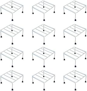 ORCHID ENGINEERS Silaa Iron Indoor/Outdoor Flower Pot/Plant Stand for Home Garden Balcony Living Room Decor for 4 Square POTS 23CM Length Pot Stand,(WHITE, PACK OF 12)