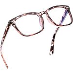 Epova TR90 Blue Light Blocking Glasses for Women and Men - Lightweight Computer/Reading/Gaming/TV/Phones Glasses - Anti Eyestrain & UV Glare, Classic Square Eyeglasses Frame with Case, Leopard