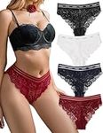 Avidlove Cheeky Underwear for Women Lace Bikini Sexy Floral Lace Hipster Panties Ladies Hipster Set 4 Pack S