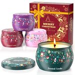 Scented Candles Gift Set for Women, 4 Pack 4.4 Oz Large Aromatherapy Candles Gift Set, Candles in Tin, Long Lasting, Stress Relief for Anniversary, Birthday Gifts