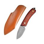 NHDT SW903 Small Portable pocket knife with Leather Sheath. 2 Inch 3cR13 Stainless Steel Sharp Edge Blade and Wood Handle.Indoor, Hunting, Camping, Fishing, Outdoors Tactical Knife.