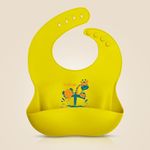 LuvLap Silicone Baby Bib for Feeding & Weaning Babies & Toddlers, Waterproof, Washable & Reusable, Non Messy Easy Cleaning, No Bad Odour, Adjustable Neckline with Buttons (Yellow)