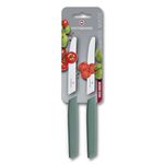 Victorinox Swiss Modern, Tomato & Table Knife, Vegetable Knife Set, 2 Pieces, 11 cm, Extra Sharp Serrated Edge, Dishwasher Safe, Sage