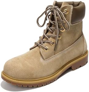 Cape Robbin Cow Suede Leather Slip-Resistant Ankle Boots Womens - Lace-Up Combat Boots - Water-Resistant Fall Moto Boots, Womens Winter Combat Boots (Alecia.A) - Taupe Size 9